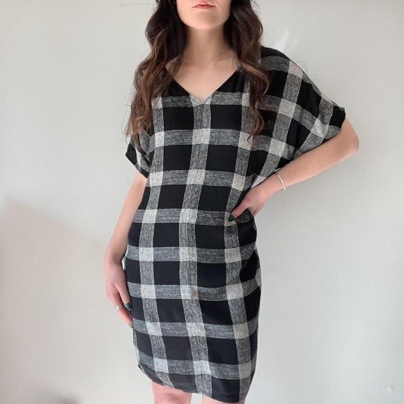 Madewell Zip Front Black Buffalo Plaid Check Sheath Dress - Picture 1 of 8